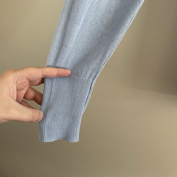 Martha Stewart Collection Women M Light Blue Sheer V-Neck Button Up Cardigan - Picture 3 of 10